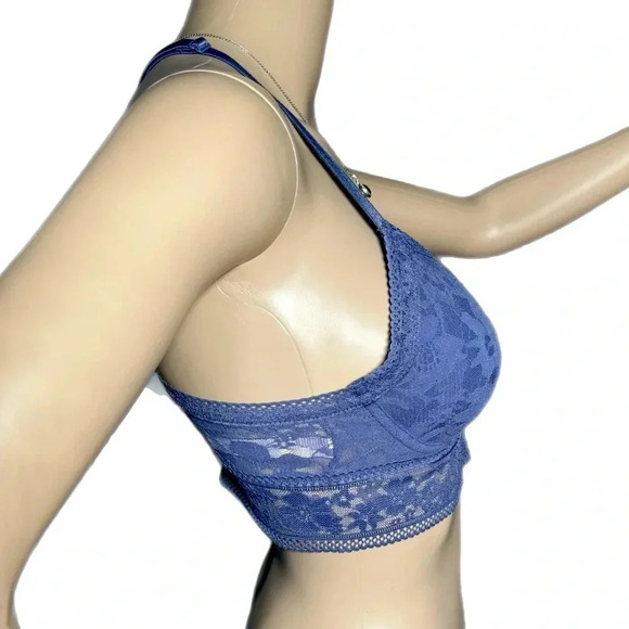 Victorias Secret Periwinkle Padded Lace Bralette Size Small Bra Racer Back - Picture 4 of 10